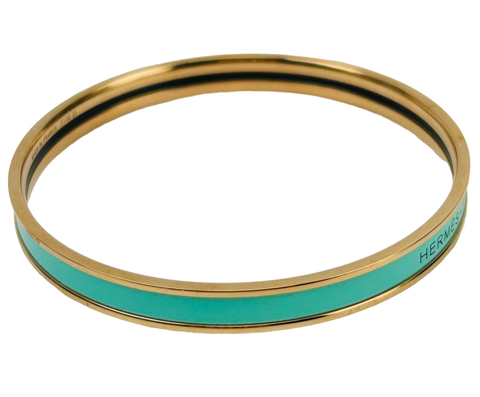 Hermes Paris Enamel Gold Plated Bangle Bracelet (1 of 3)