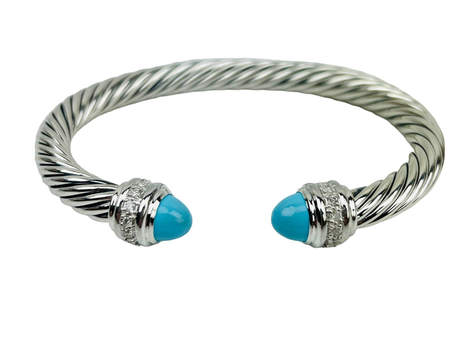 David Yurman Sterling Turquoise Diamond Bracelet (1 of 5)