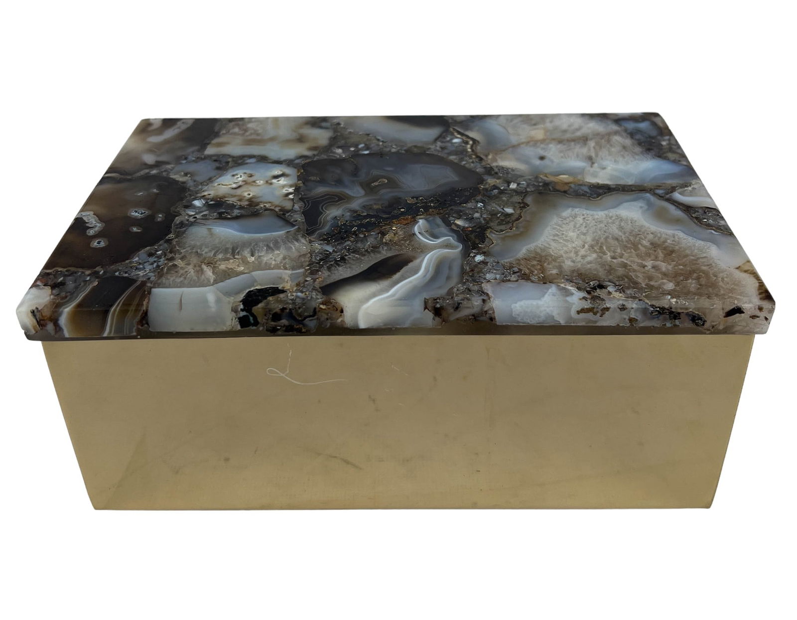Natural Polished Agate Geode and Metal Jewelry Box (1 of 6)