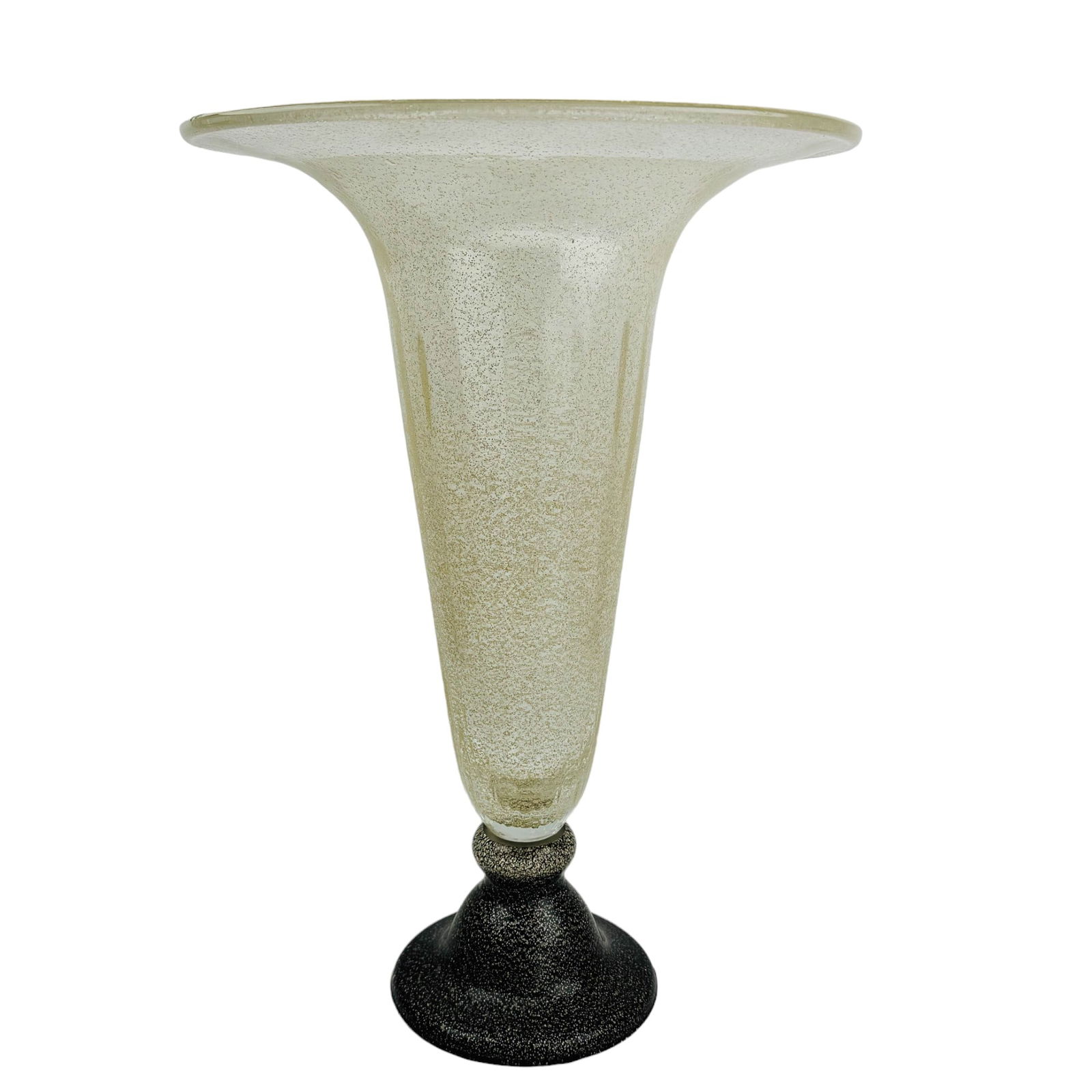 Murano Cased Silver Dust 20" Glass Trumpet Vase (1 of 3)