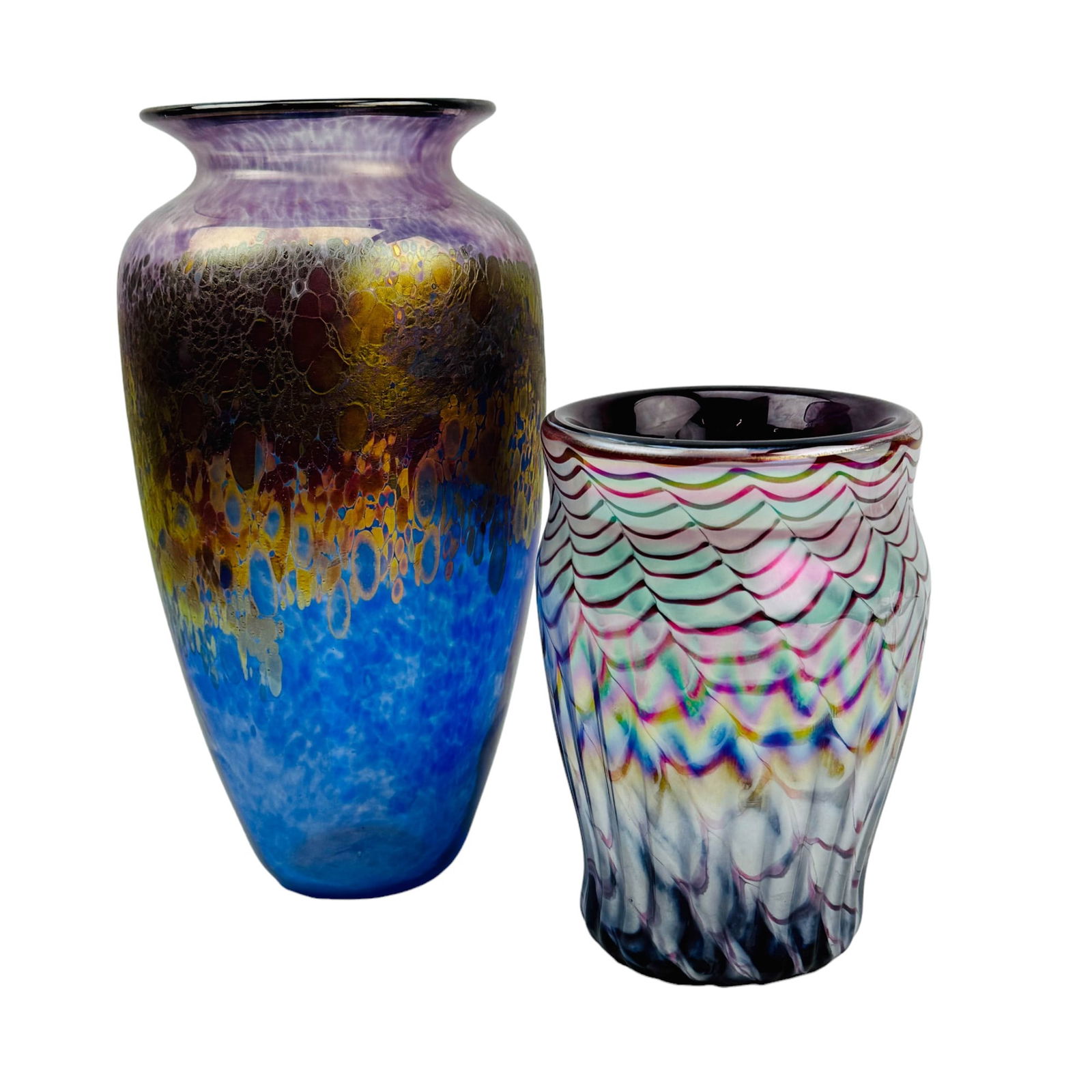 Robert Held & Pulled Feather Iridescent Glass Vase (1 of 7)