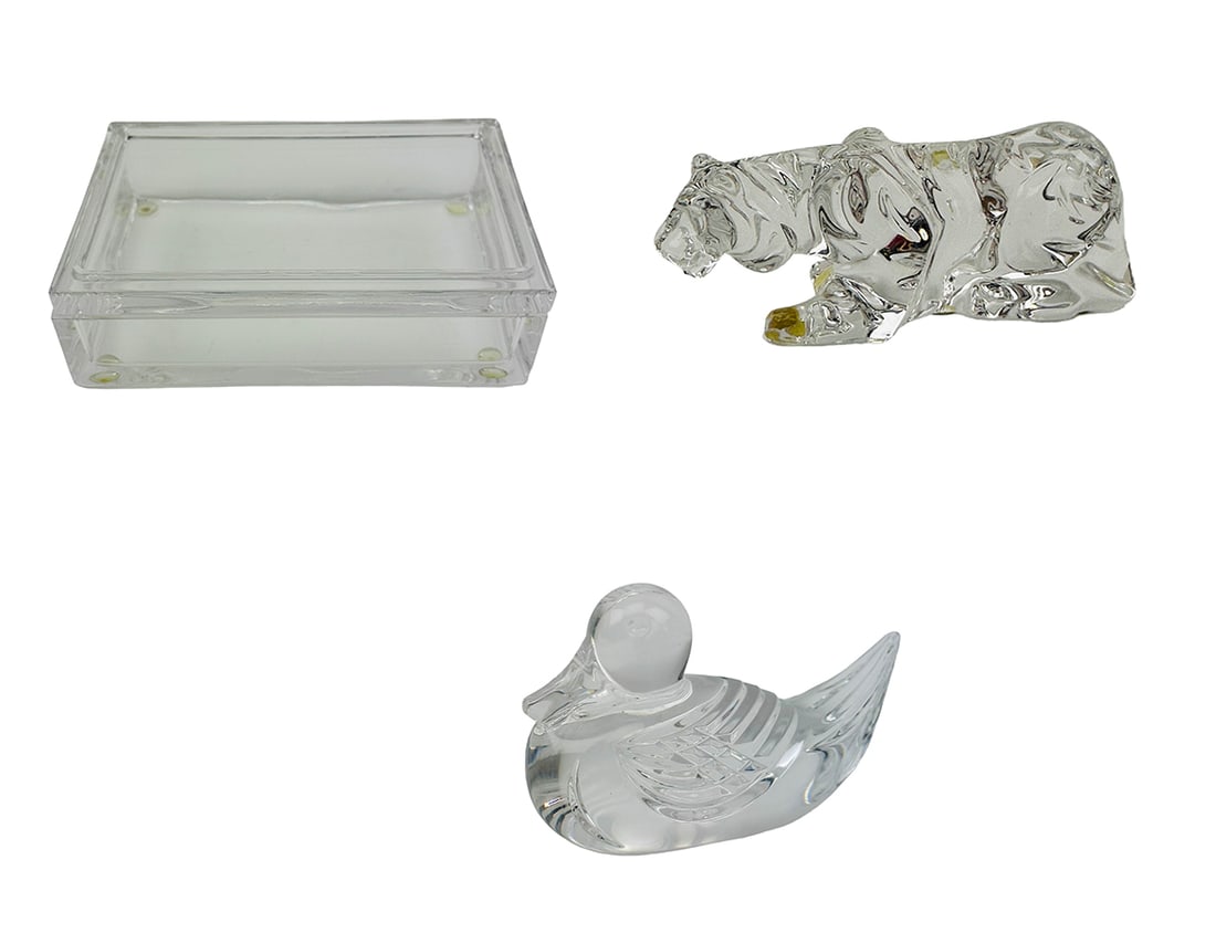 Baccarat Waterford Tiffany Crystal Figurine Box 3p (1 of 5)