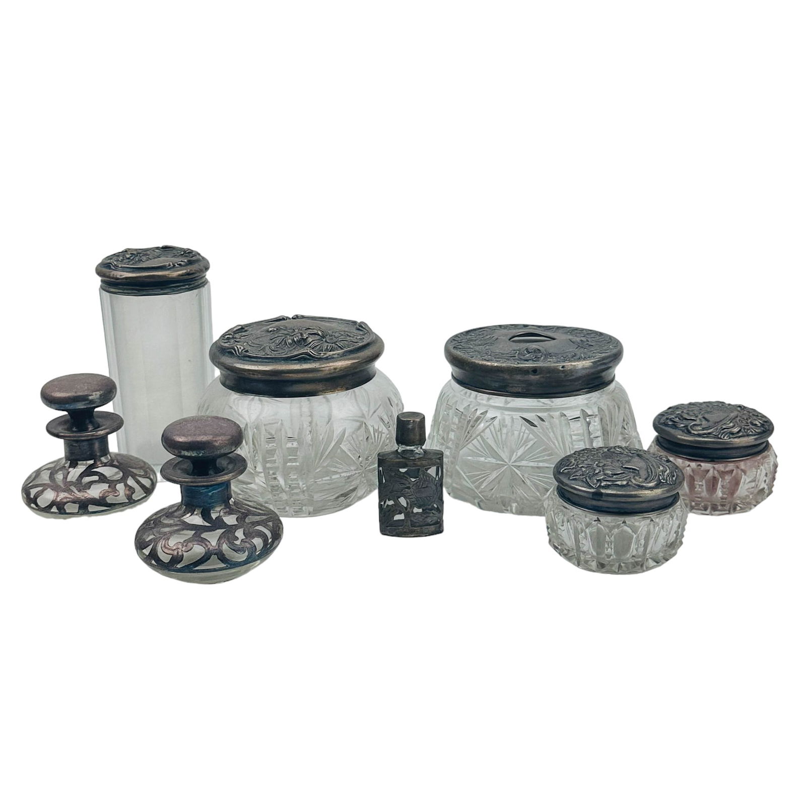 Sterling Mounted Art Nouveau Dresser Jar Bottle 8p (1 of 5)