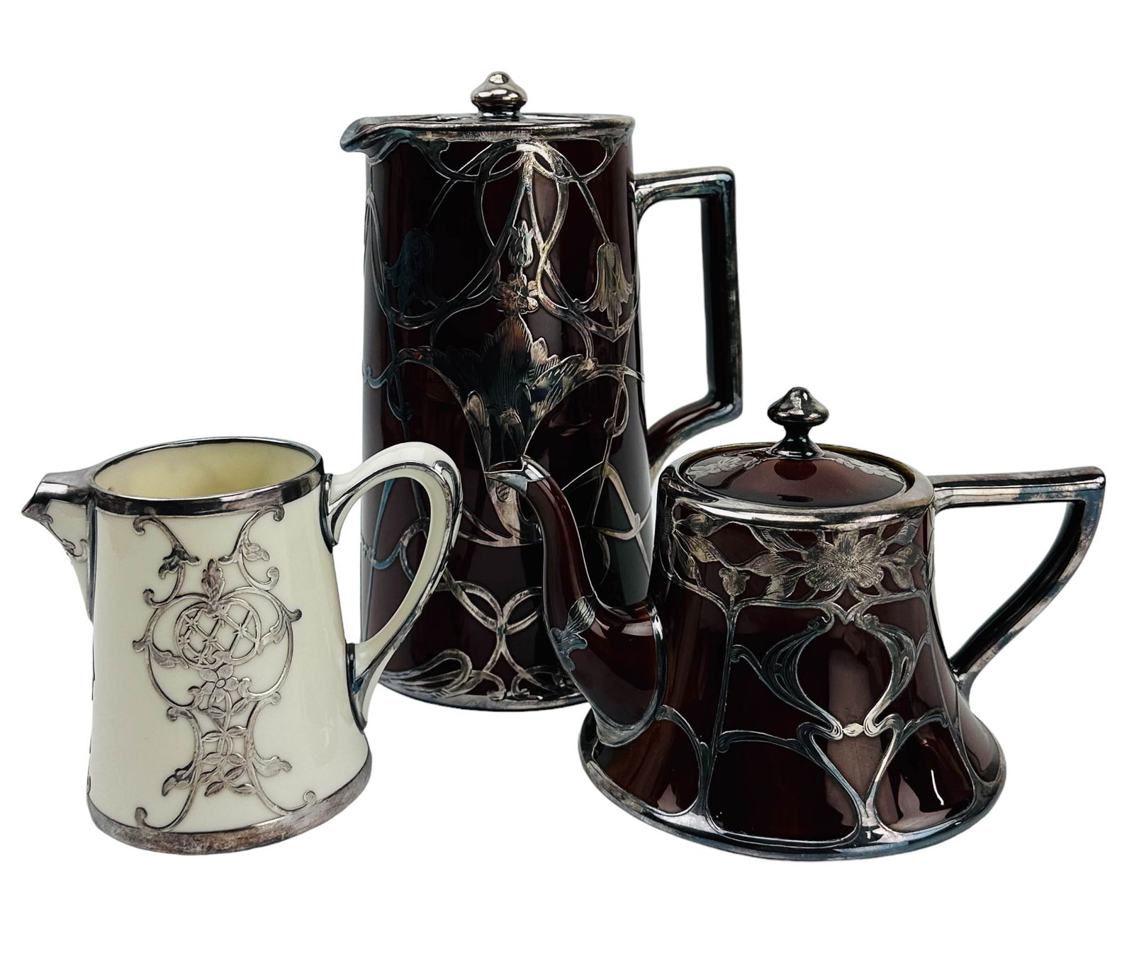 Lenox Porcelain Sterling Overlay Pot Creamer 3pc (1 of 6)