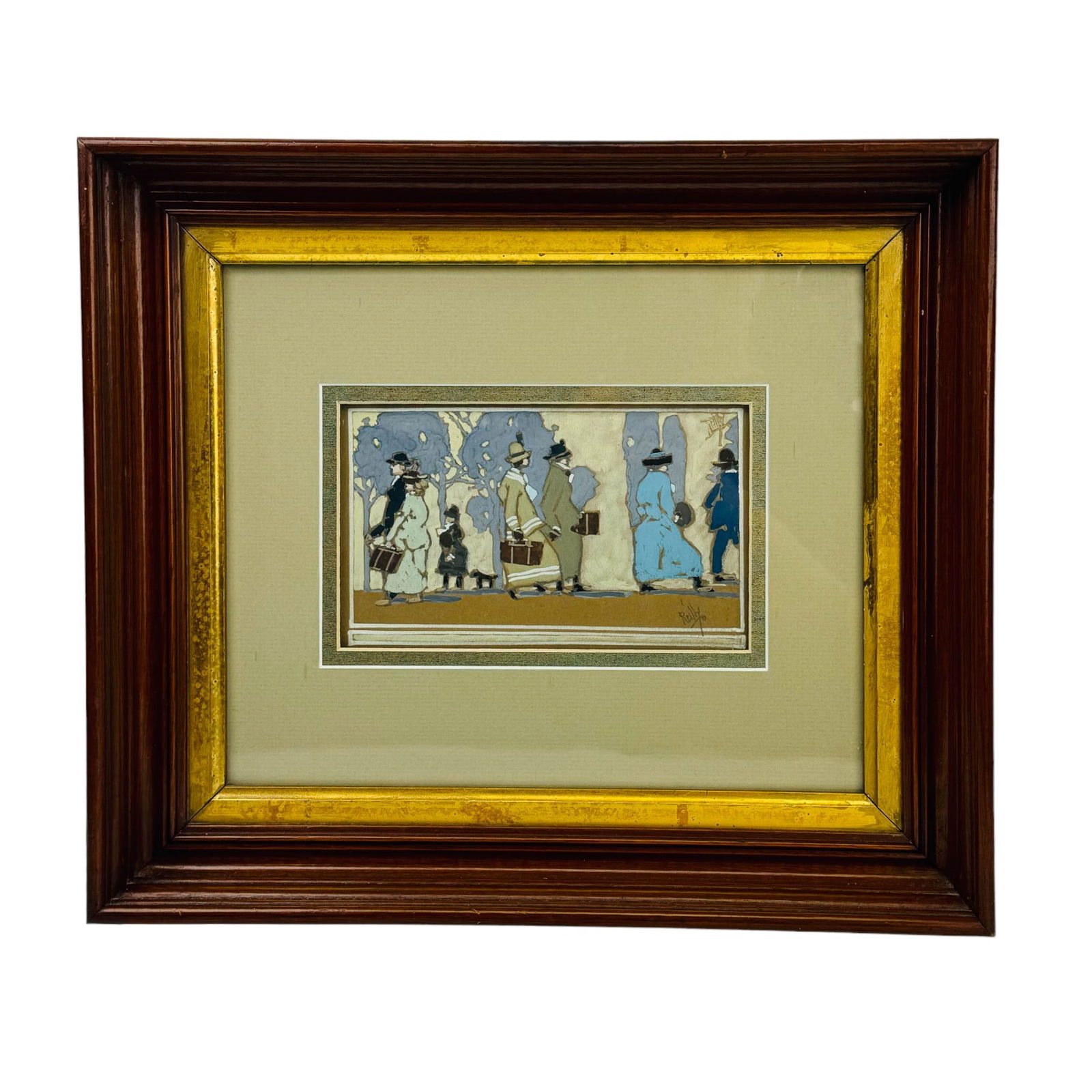 Michael Reilly Art Deco Figural Gouache Painting (1 of 5)