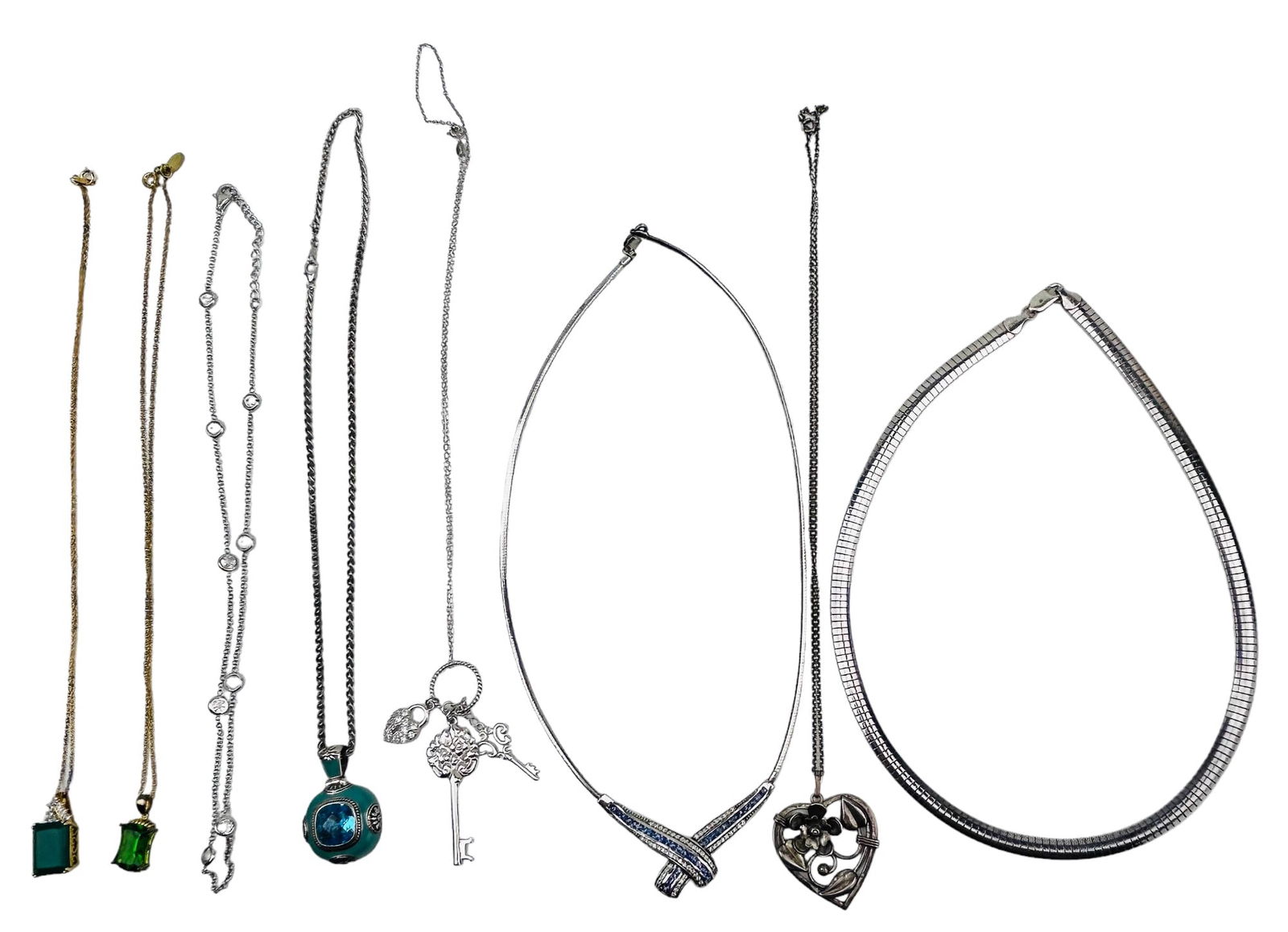 Sterling Silver 925 Glass Necklace Pendant LOT 7pc (1 of 9)