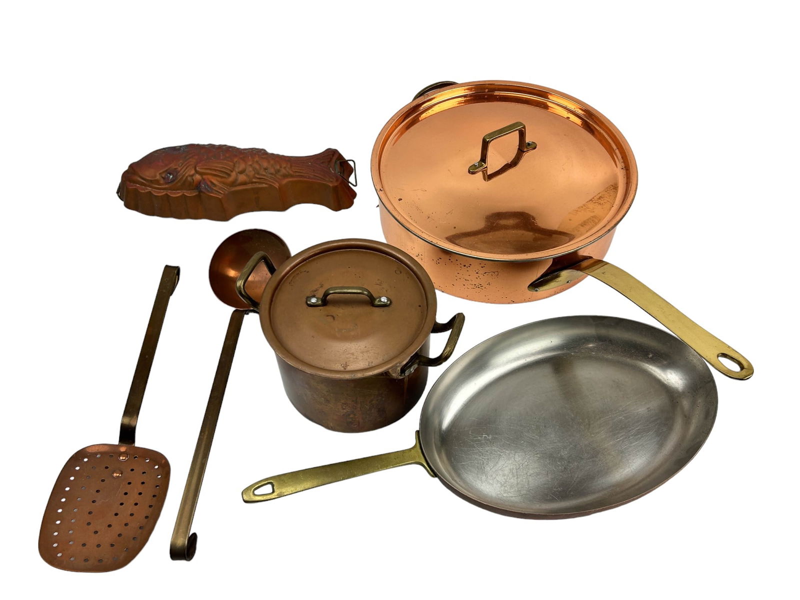 Estate Lot of Copper Pans Molds and Utensils 6 Pcs (1 of 10)