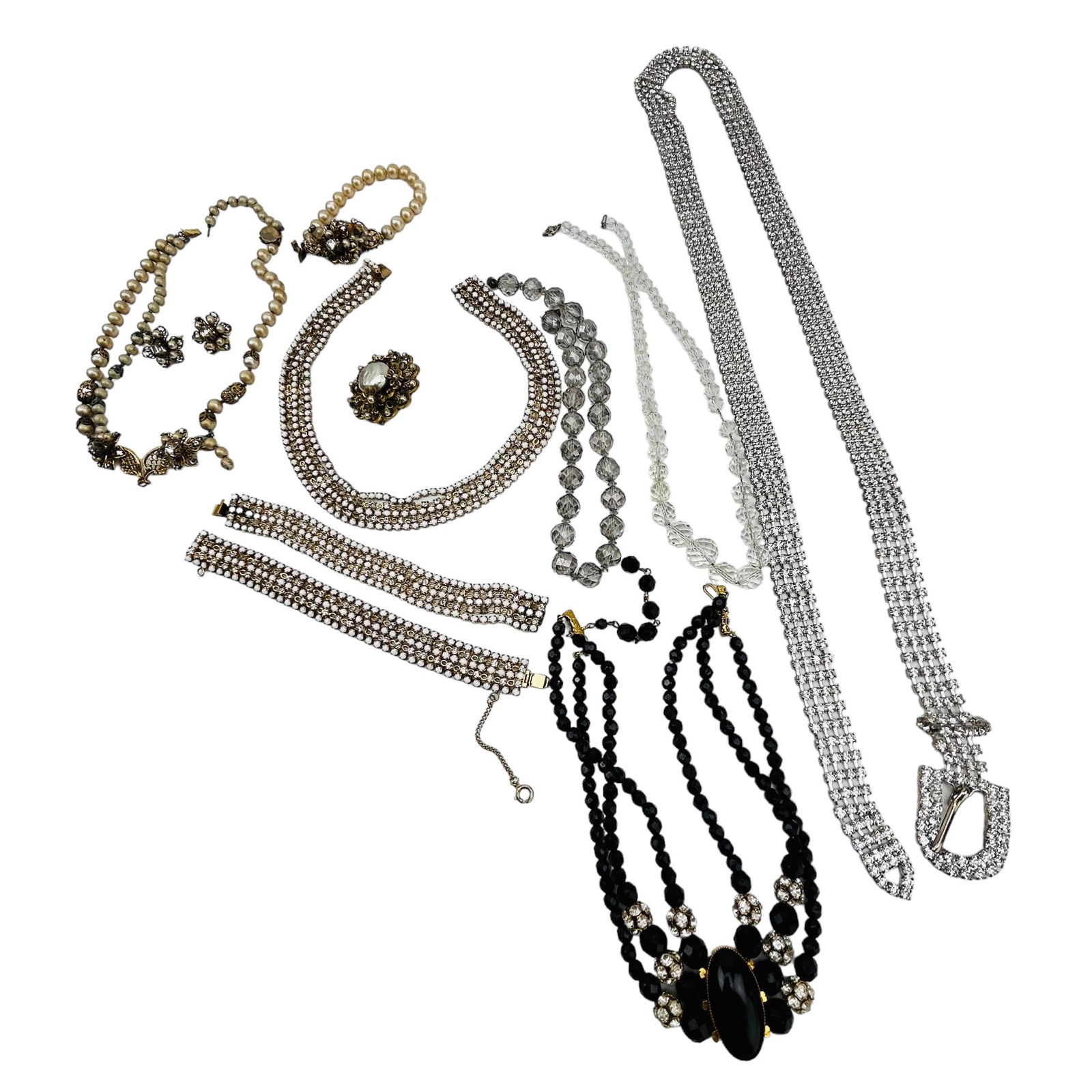 Rhinestone Faceted Glass Bead Pearl Jewelry LOT (1 of 11)