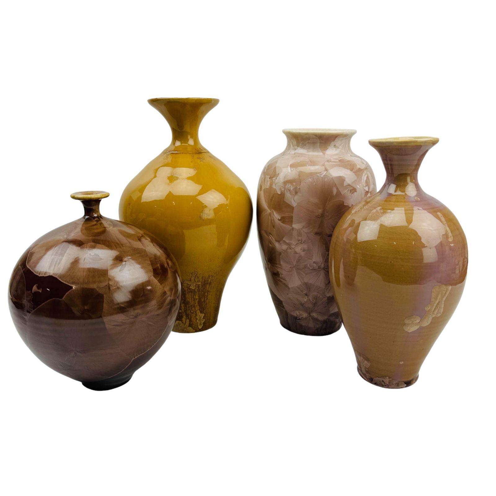 Studio Crafted Pottery Crystalline Vase 4pc SIGNED (1 of 8)