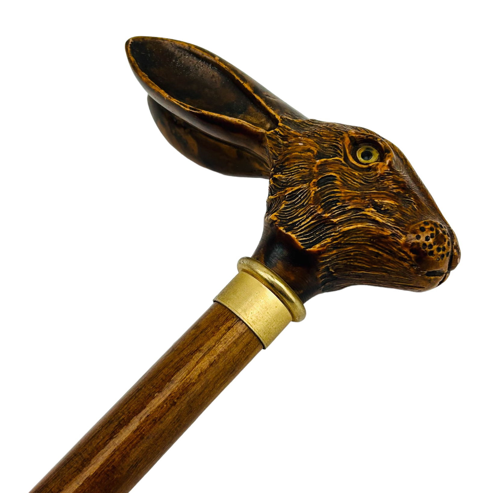 Rabbit Head Glass Eyes Gentleman's Vintage Cane (1 of 4)