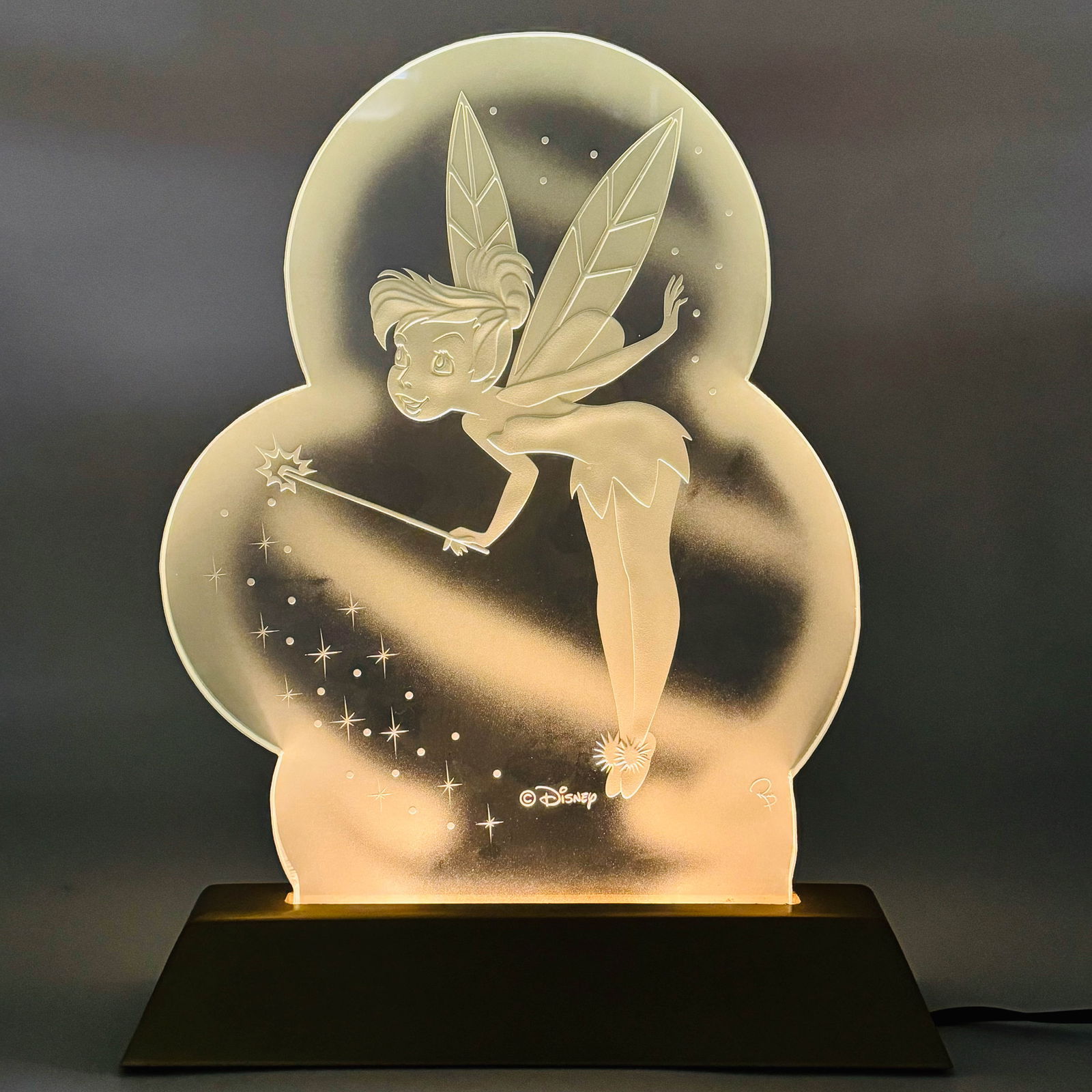 Disney Tinkerbell Etched Glass Sculpture & Doll (1 of 4)