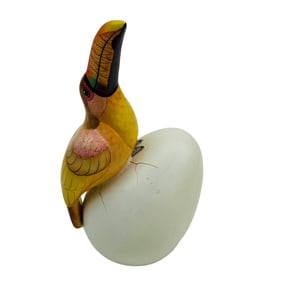 Sergio Bustamante Toucan Bird Egg Sculpture SIGNED