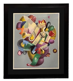 Yankel Ginzburg b.1945 Colored Abstract Lithograph