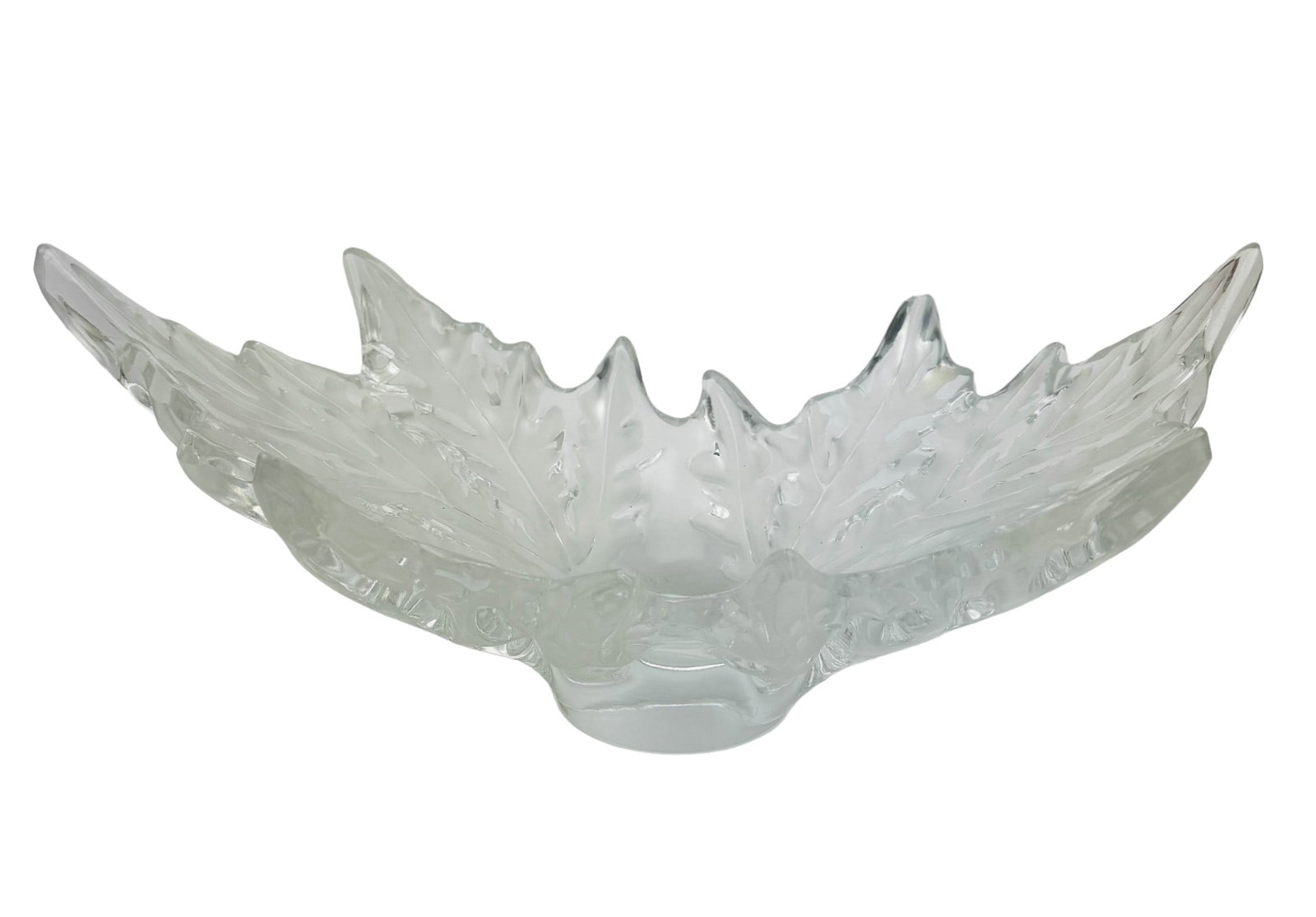 Lalique Crystal Champs Elysees Glass Center Bowl: Manufacturer : Lalique. Country of origin : France. Originally designed in 1951 by Marc Lalique ( French, 1900 - 1977 ). Inspiration for this centerpiece design ~ finely engraved crystal leaves that a