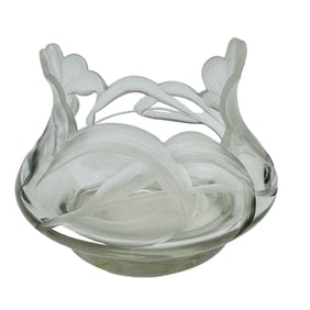 Art Nouveau Lalique Style Frosted Lily Glass Vase