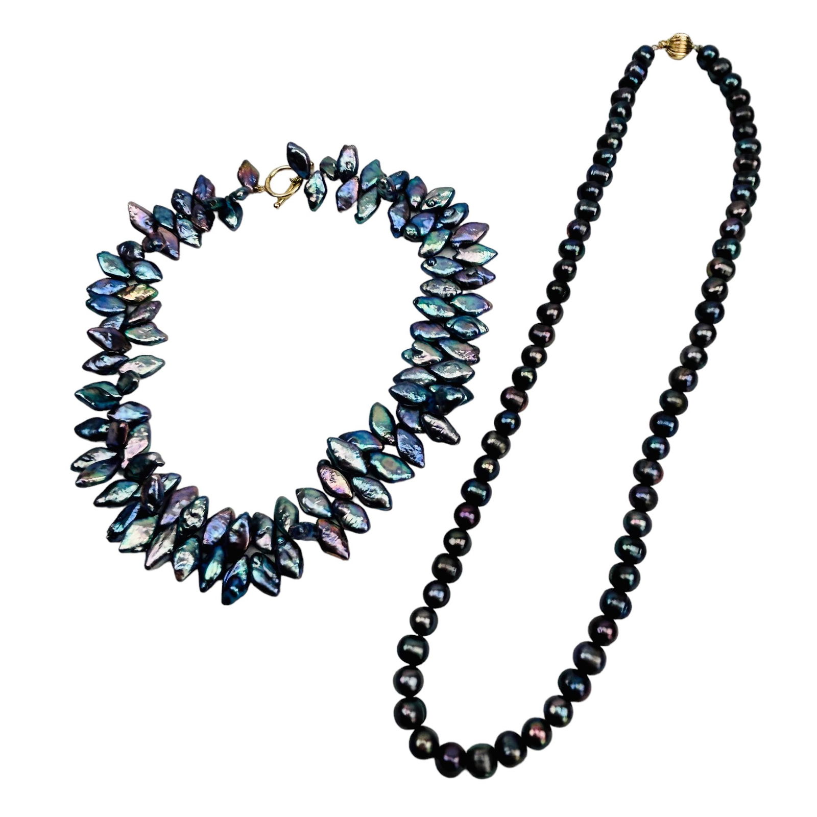 Freshwater Black Peacock Pearl Necklace 2pc LOT (1 of 5)