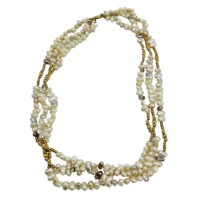 Freshwater Biwa Pearl Necklace w/14K Gold Clasp