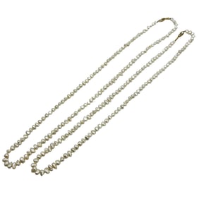 Freshwater Biwa Pearl 14K Clasp Necklaces 2pc LOT