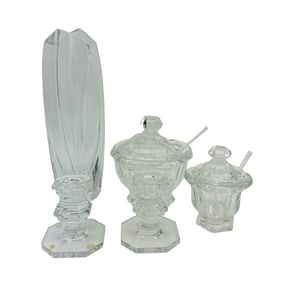 Baccarat Crystal Vase Candle Holder Mustard Jar LOT