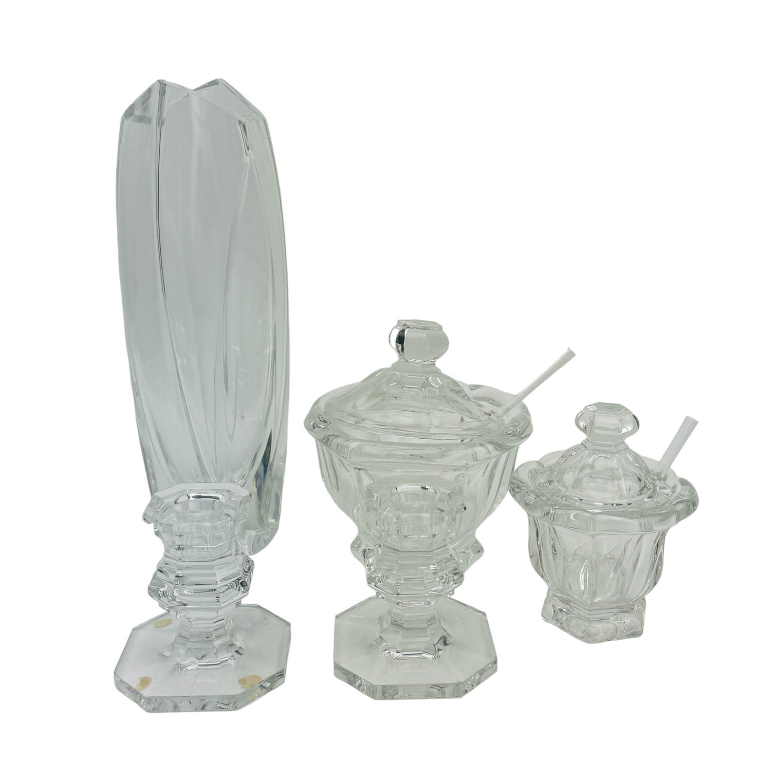 Baccarat Crystal Vase Candle Holder Mustard Jar LOT (1 of 6)