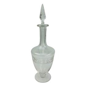 Baccarat Crystal Etched Swan Urn Wreath Decanter