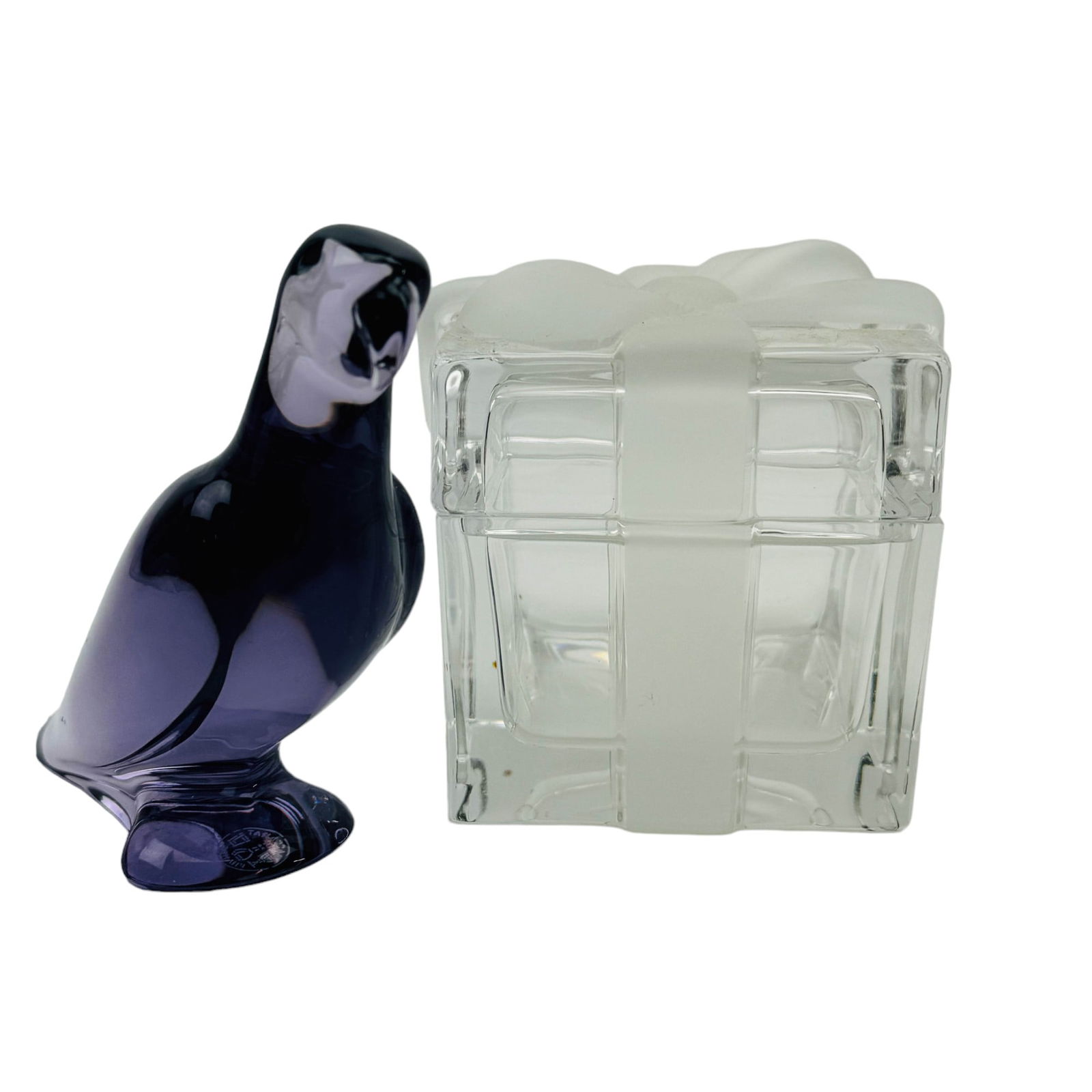 Baccarat Tiffany Co Crystal Art Glass Bird Box 2pc (1 of 7)