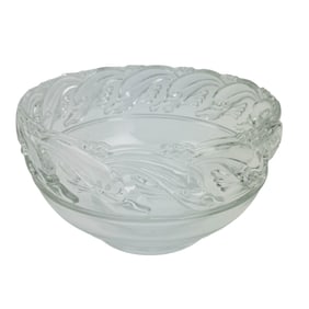 Tiffany Co Crystal Dolphin Art Glass Serving Bowl