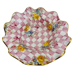 MacKenzie Childs Rose Petal Ceramic Floral Bowl