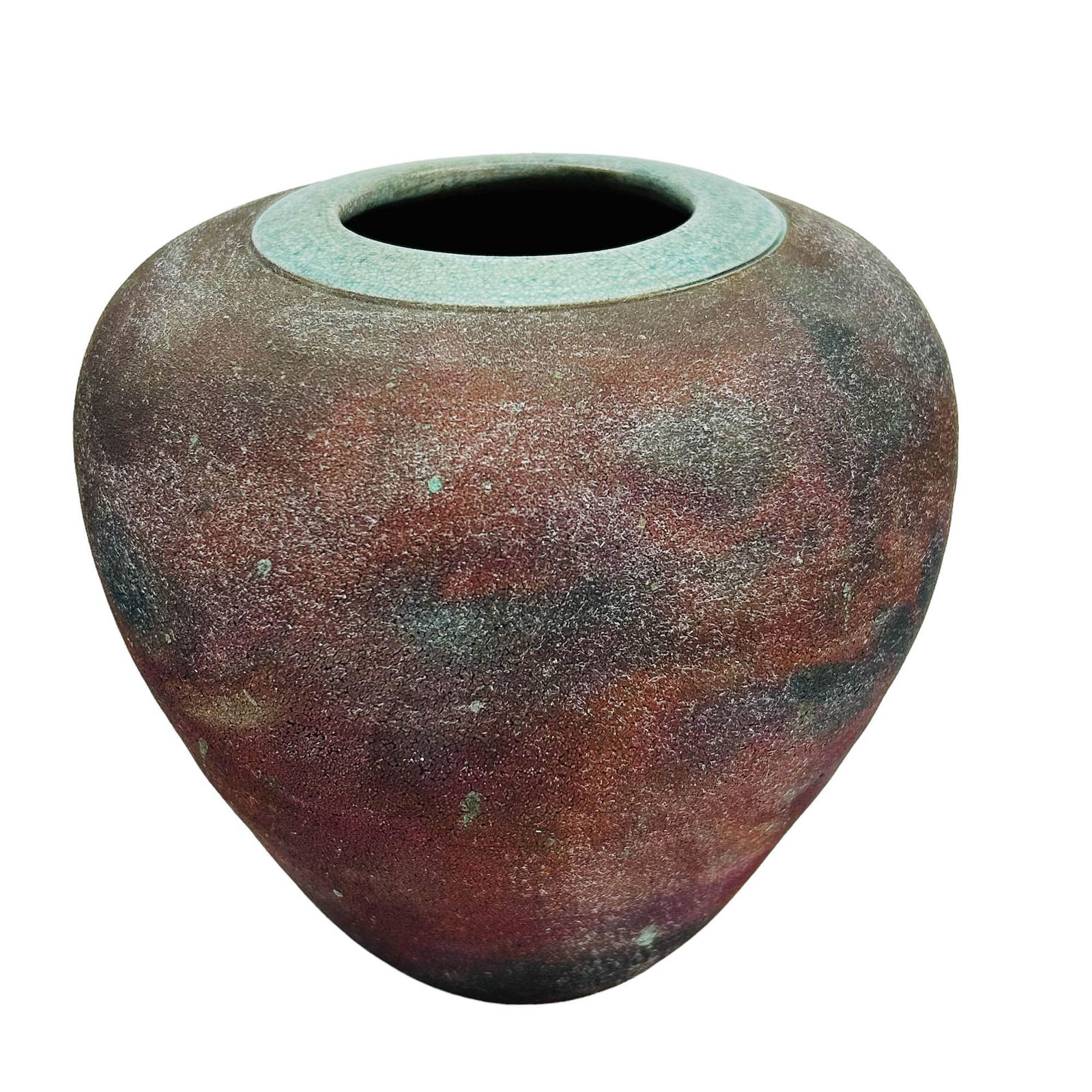 Leslie Mitchell Raku Studio Pottery Vase SIGNED (1 of 4)