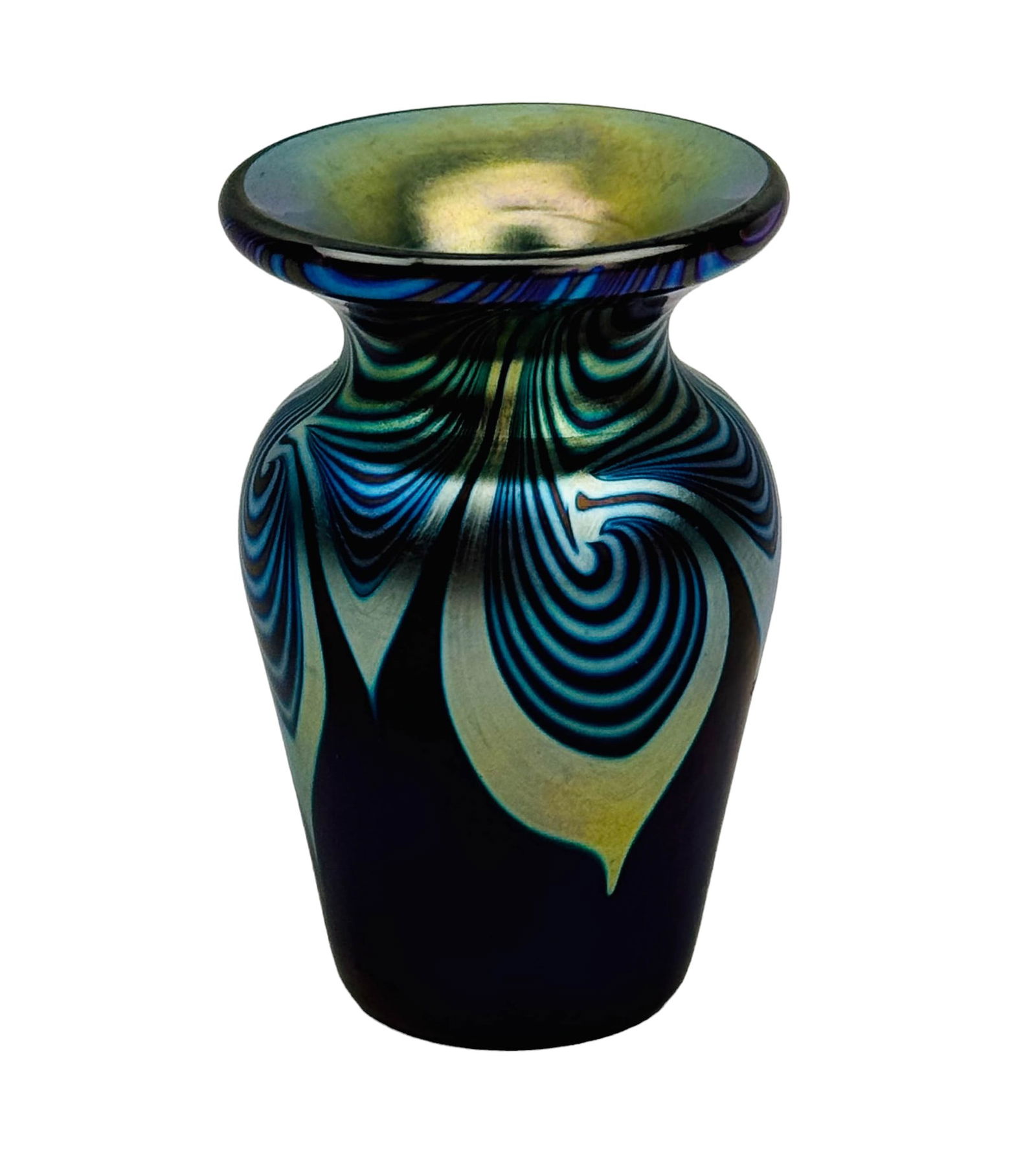 Correia Iridescent Pulled Feather Art Glass Vase (1 of 3)