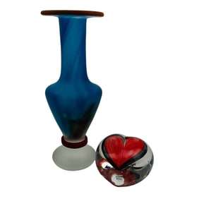 Kosta Boda Glass Vallien Backstrom Heart & Vase 2p