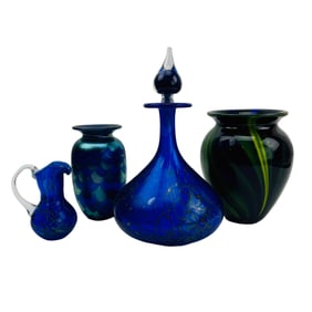 Hyde Studio Mtarfa Art Glass Vase Decanter Jug 4pc
