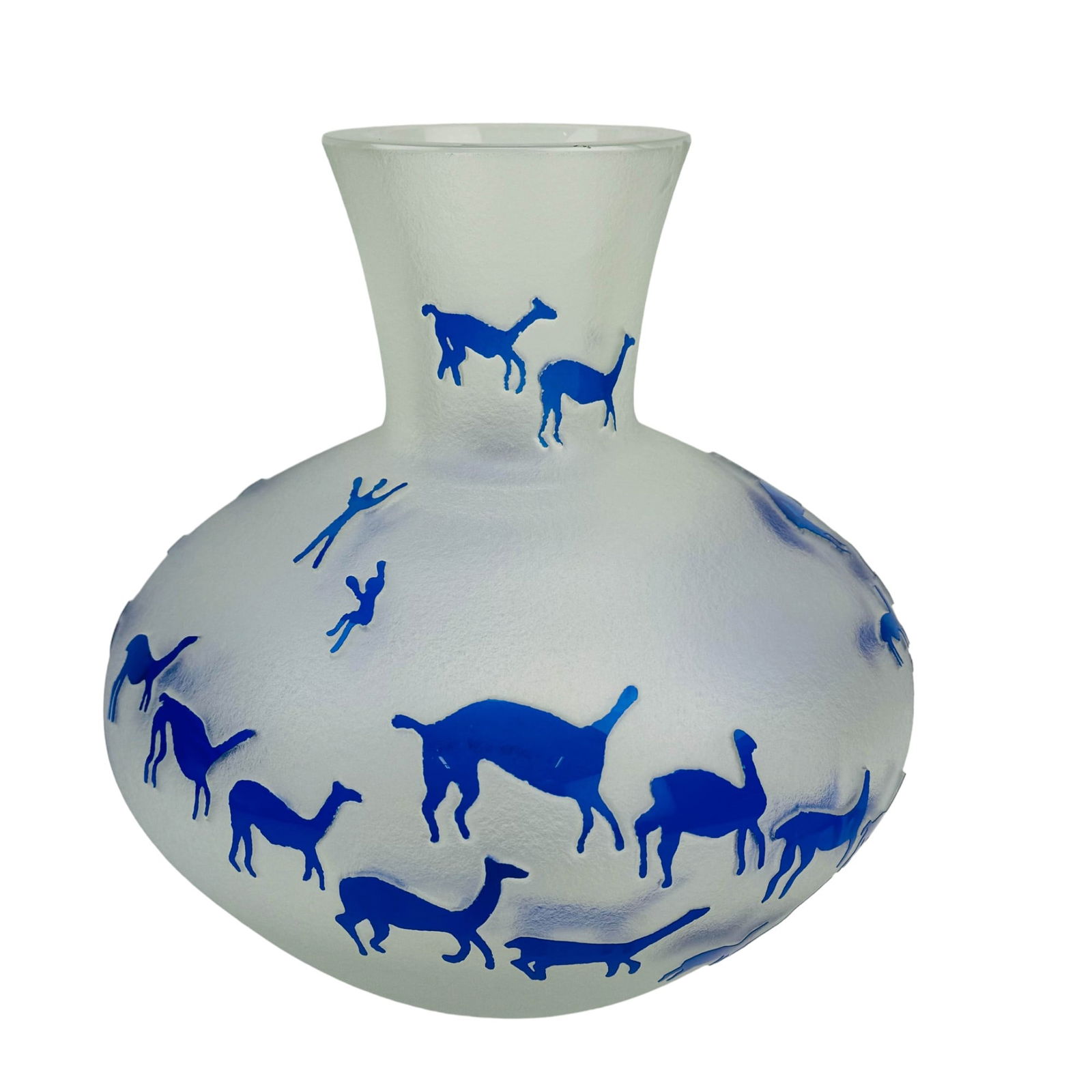 Kaiser Cameo Carved Tribal Hieroglyphic Glass Vase (1 of 4)