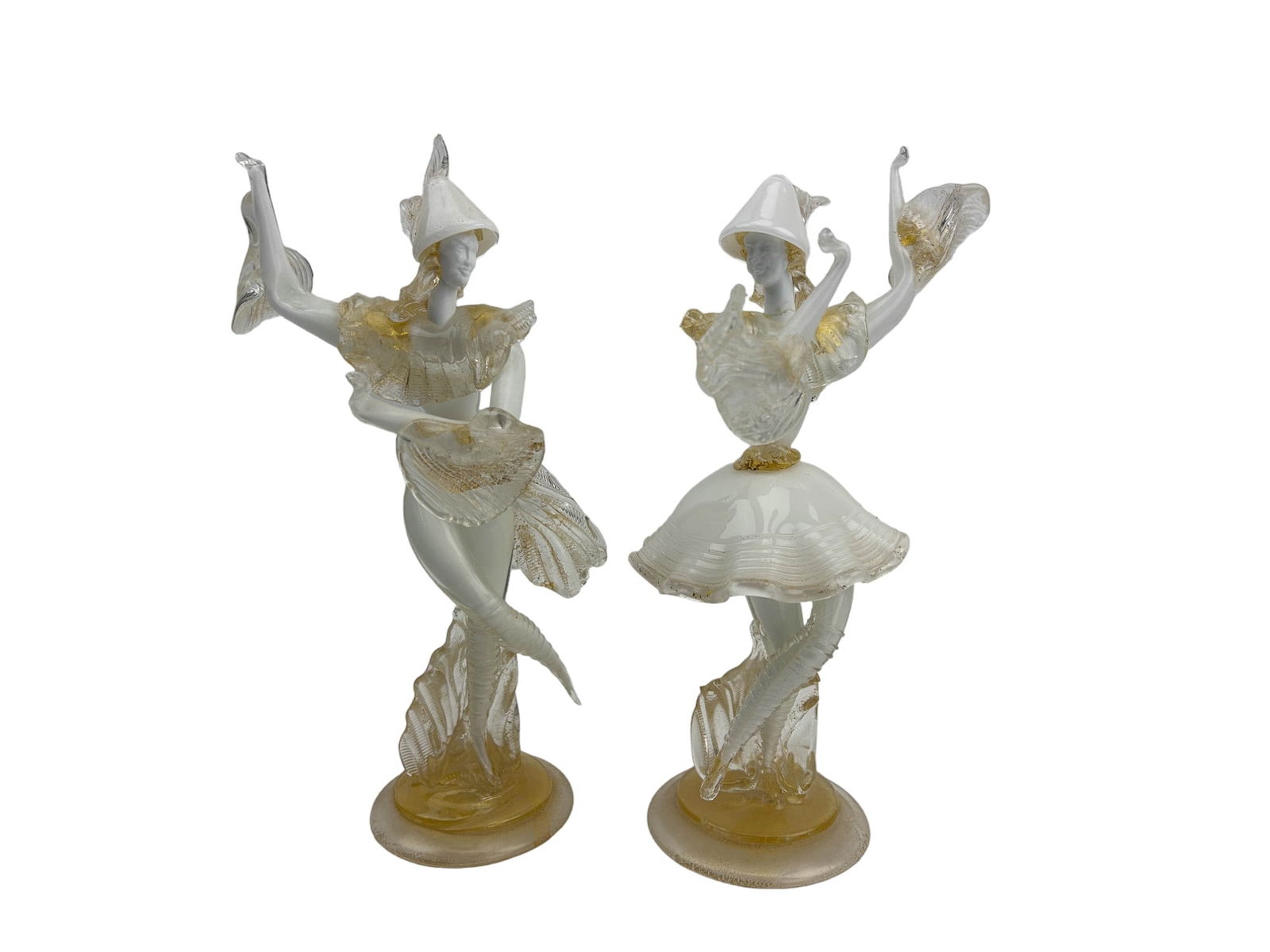 Murano Italy Pair Venetian Glass Gold Dust Dancers (1 of 9)