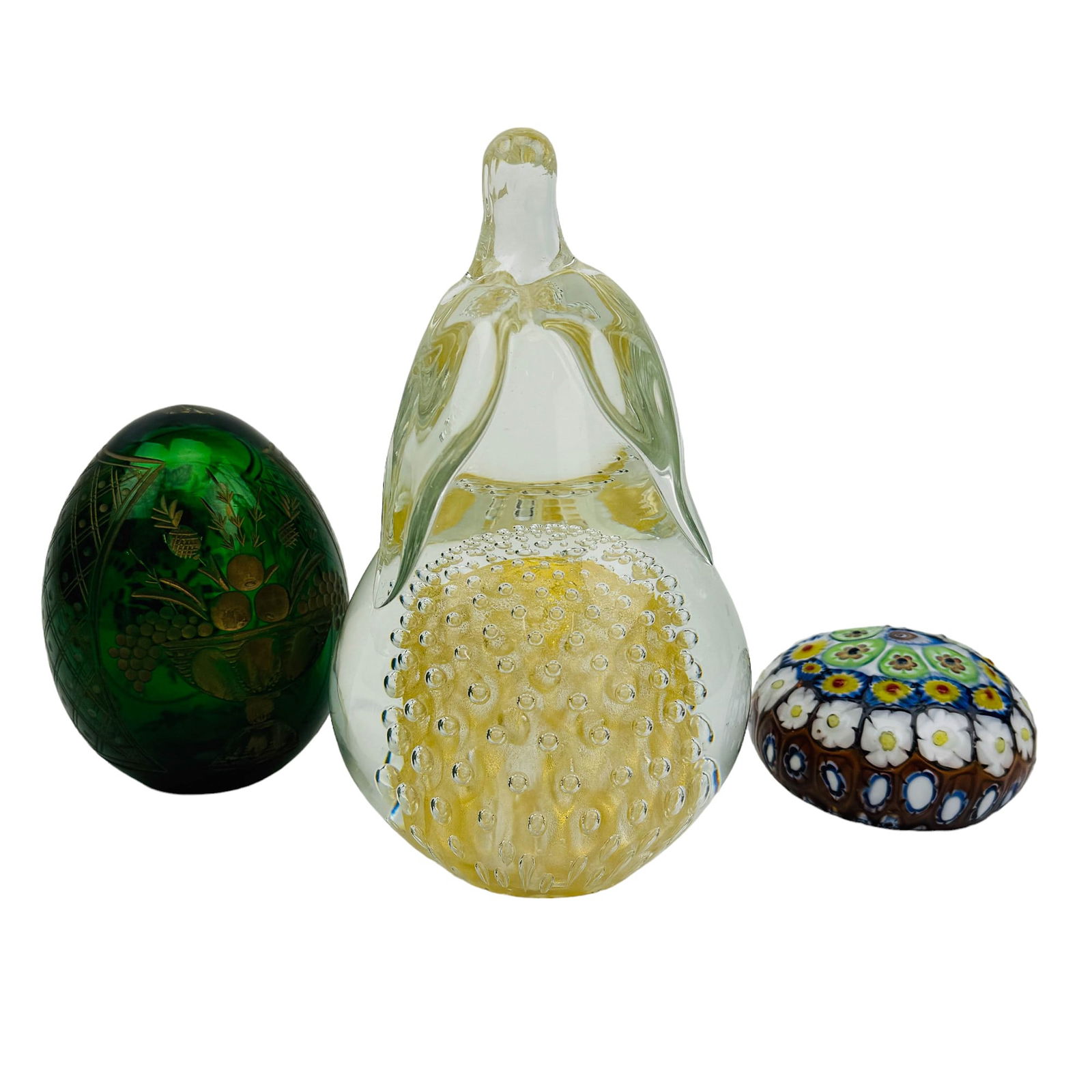 Russian Glass Egg Murano Pear Paperweight 3p LOT (1 of 4)