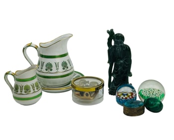 Murano Paperweight Ginori Cream Jade Buddha 8p LOT