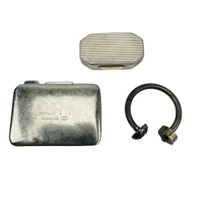 Tiffany Co Sterling Pill Box Keychain Ring 3pc LOT