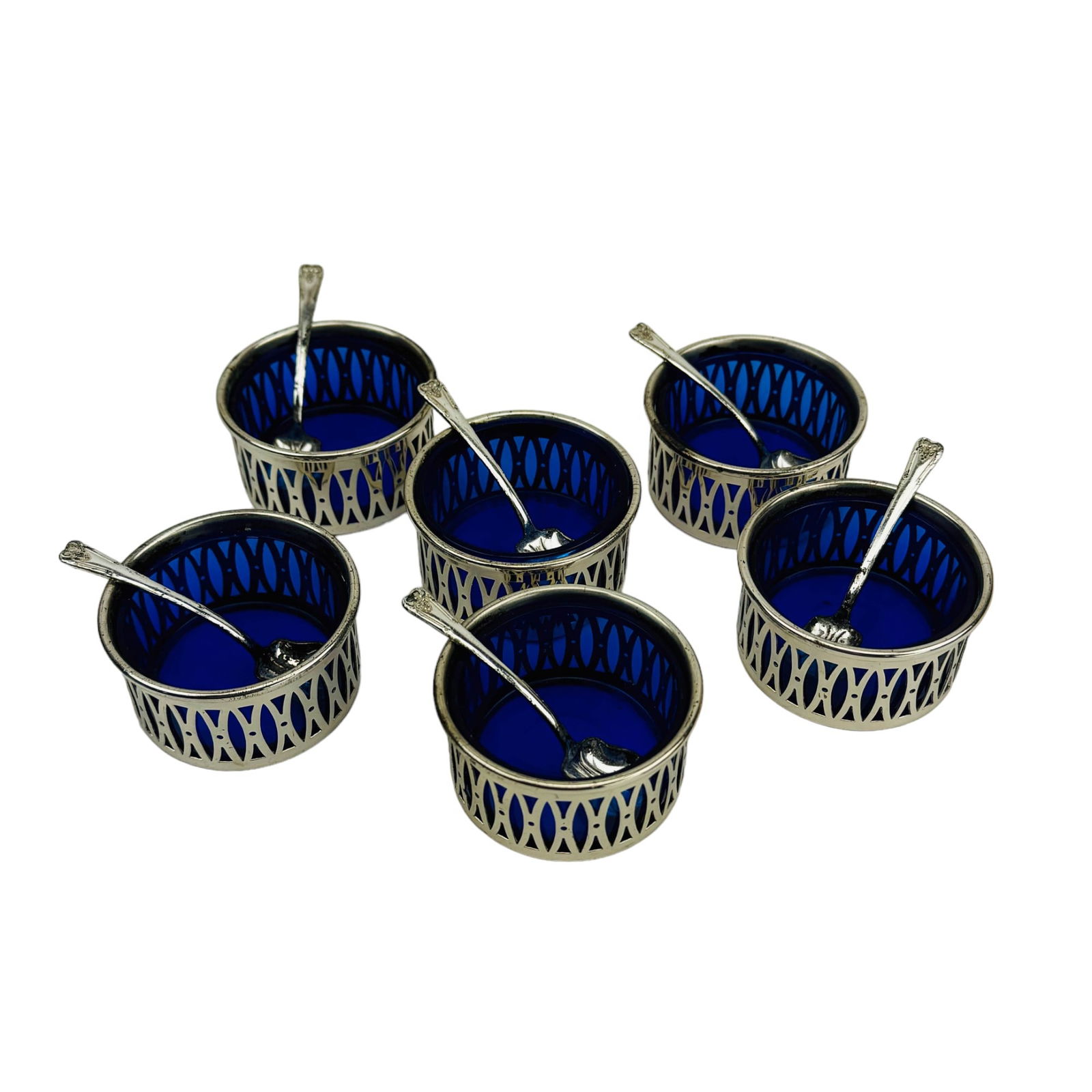 Sterling Silver 925 Master Salt Cellar w Spoon 6pc (1 of 3)