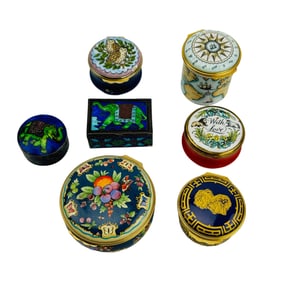 Halcyon Days & Sterling Enamel Trinket Box 7pc LOT