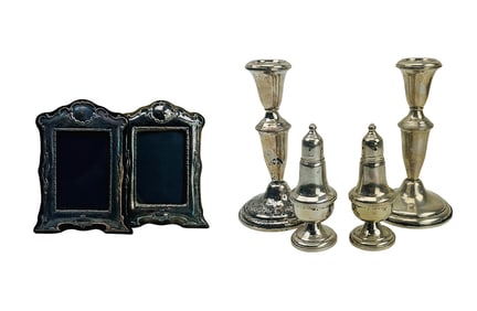 Sterling Frames Salt Pepper Shaker Candle Holder 4p