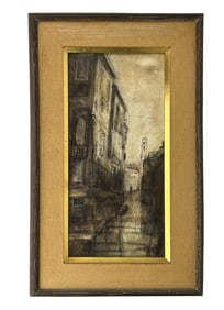 Venetian Cityscape Mixed Media Painting SIGNED