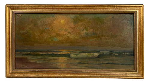 Antique Coastal Seascape Oil Painting SIGNED