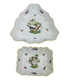 Herend Porcelain Rothschild Bird Insect Trays 2pc