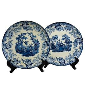 Minton Victorian Blue Transferware Charger 2pc LOT