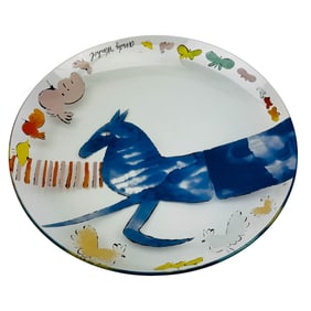 Rosenthal Blue Horse Glass Charger After Warhol