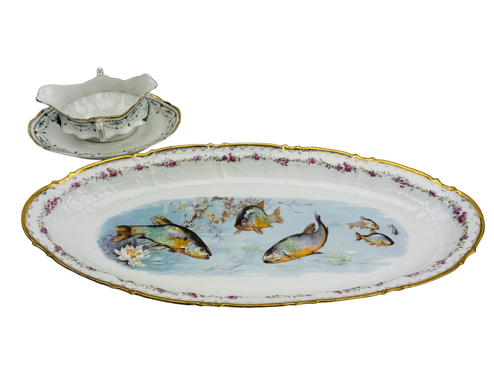 Carlsbad Austria Porcelain Fish Platter Gravy Boat (1 of 3)