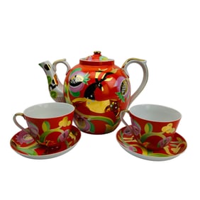 Ayaebo Russian Porcelain Large Teapot Cups Saucers