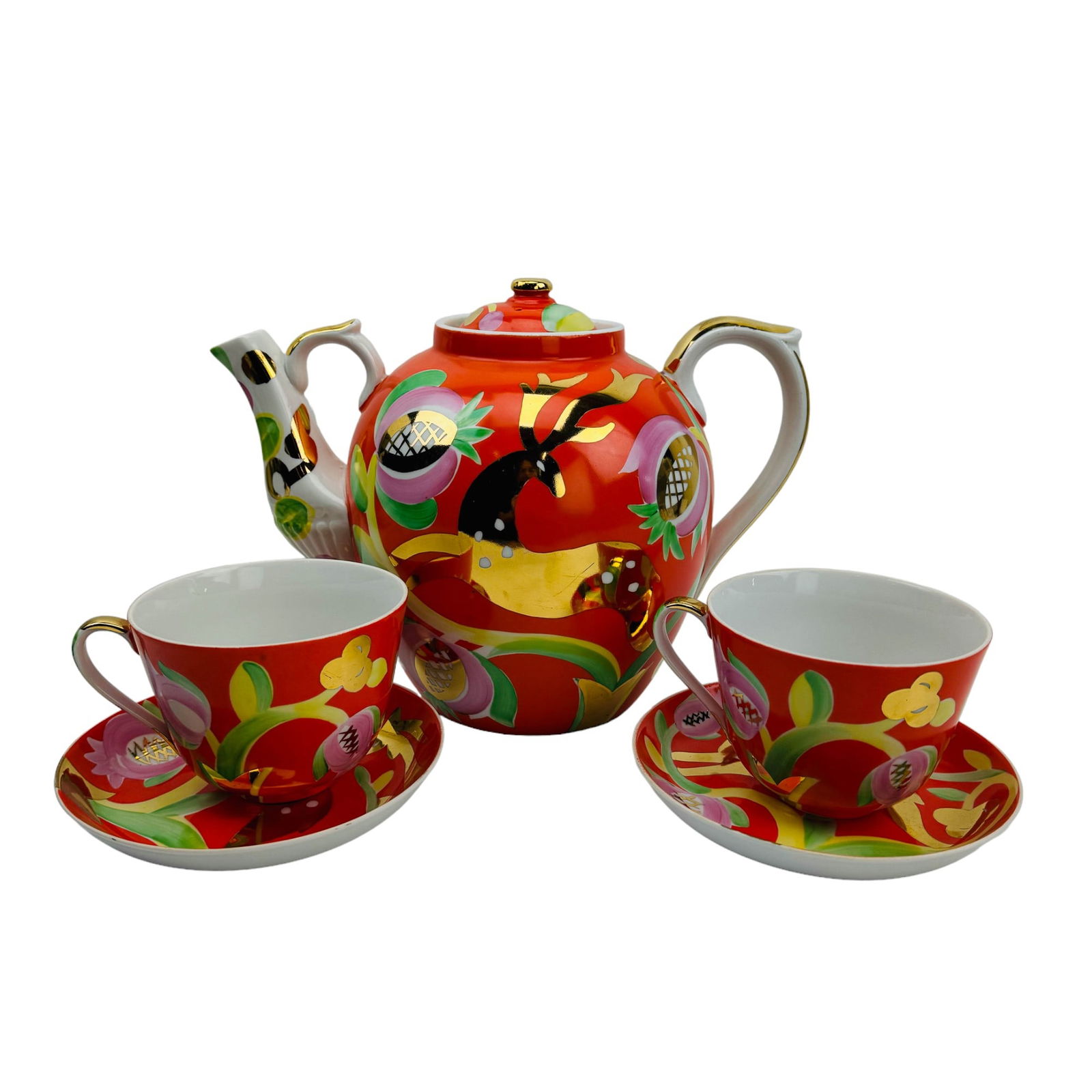 Ayaebo Russian Porcelain Large Teapot Cups Saucers (1 of 6)