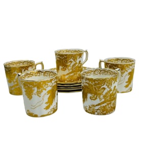 Royal Crown Derby Golden Aves Demitasse Cup Saucer