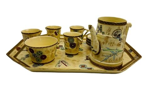 Antique Royal Worcester Porcelain Cup Saucer Tray